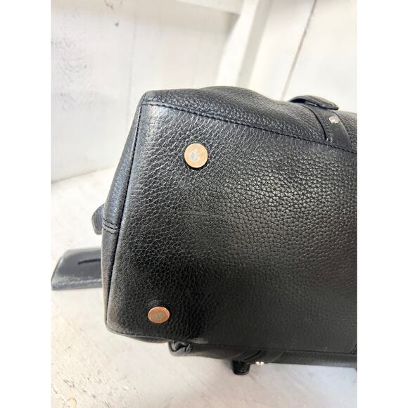 BOSS Hugo Boss Leather Braided Top Handle Medium Duffle Handbag Black - Picture 9 of 16